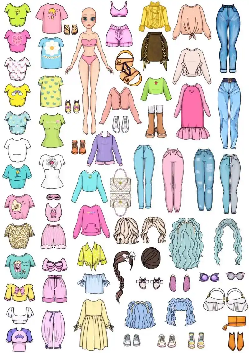 换装娃娃换装贴纸素材更新,主页更多,做起来 不更新的时间都在带娃