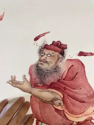 夏荆山 红衣钟馗降福 编号246微喷复制佛像佛画竖幅挂轴绢布宣纸