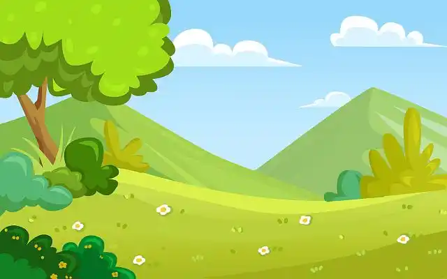 绿色森林树木高山绿植场景扁平插画森林插画