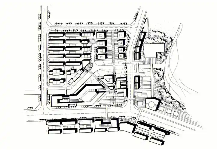 78城乡规划快题素材一组线稿规划总平面图