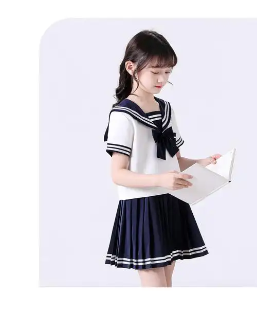 荧火仙子jk制服小学生水手服套装少女裙子便宜学院风连衣裙夏季装海军