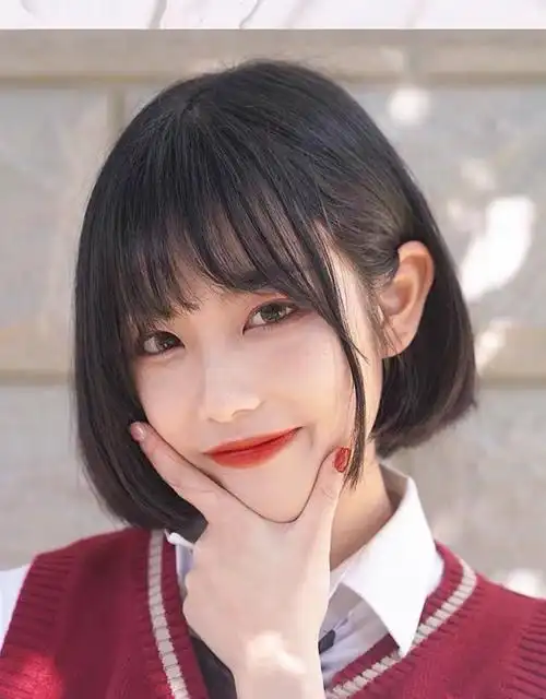 假发女短发空气刘海学生bobo头短直发蓬松逼真梨花内扣修脸全头套你