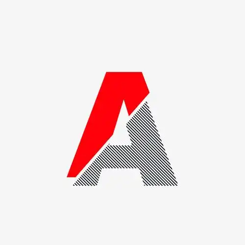 红与黑切割状条纹时尚字母a