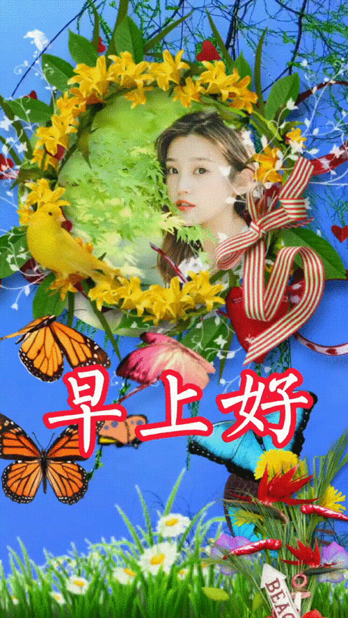 早上好动态表情图片 早晨好幸福暖心的美女问候表情图片_开心_祝福