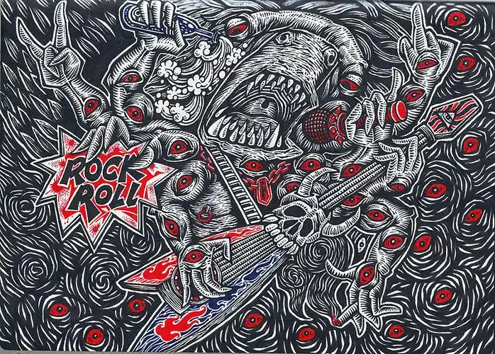 地狱rockroll手绘过程