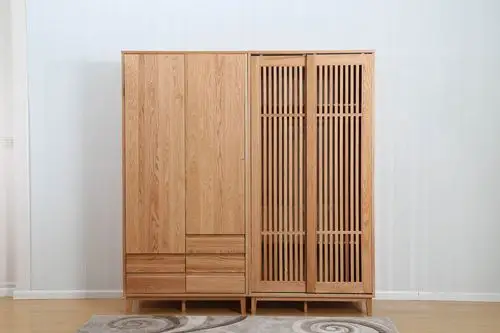 定制全实木简约现代推拉门衣橱卧室简易衣柜宜家日式移门组合衣柜