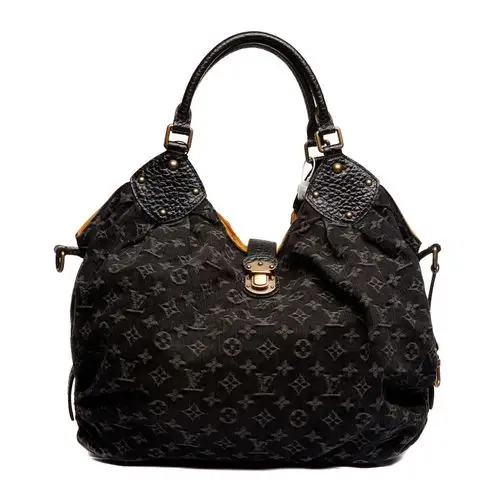 louis vuitton(路易威登)黑色牛仔布女士手提包