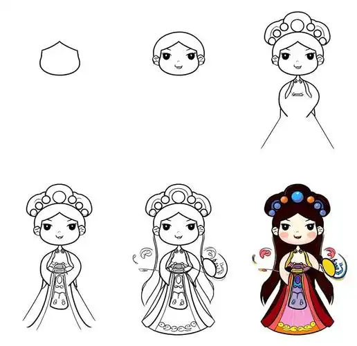 🎨古代女子简笔画👩‍🦰