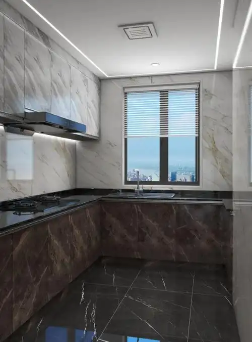 作为一种经典的搭配,黑白地砖不仅能够衬托出厨房的时尚感,还能够让