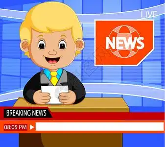 新闻联播播报插画_新闻联播播报卡通_新闻联播播报插图_手绘_板绘_摄