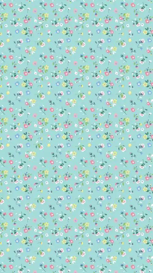 蓝色 森女系 田园风小碎花 line 换不完的背景手机壁纸.