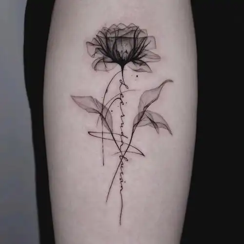 玫瑰发单针纱雾手臂纹身