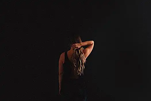 后视图,女人,黑色背景