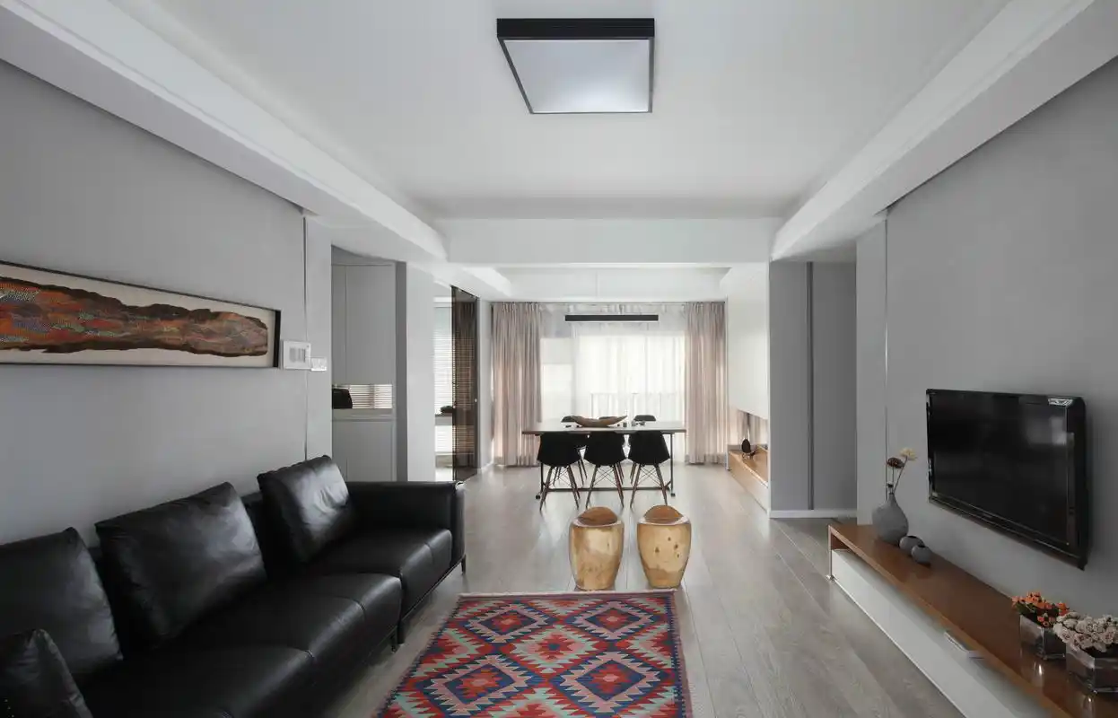 现代极简风格四居室客厅装修效果图