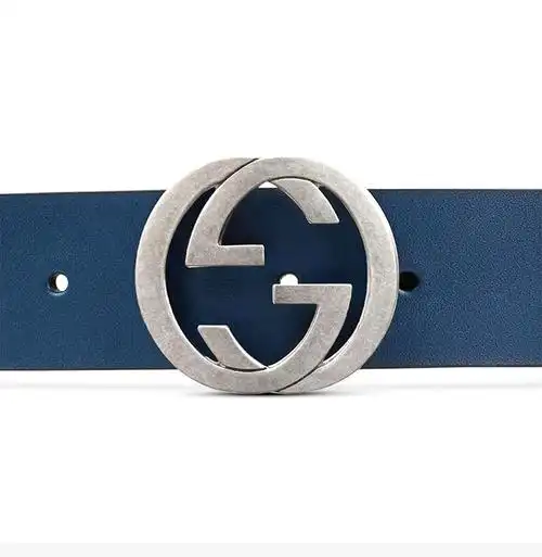 gucci/古驰 男士蓝色牛皮双gg板扣古驰腰带皮带 368186-bgh0n-4236