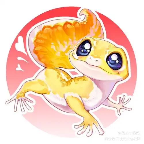 爬来爬去_平涂q版爬宠豹纹守宫原创绘画作品