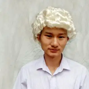 假发 律师头假发 短卷发男女判官装扮舞台表演头套 新款法官头套