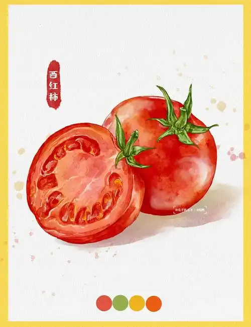 ipad水彩绘画西红柿线稿77步骤附笔刷