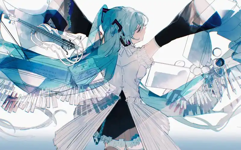【摸鱼过程】初音未来十六周年-创作之翼绘画