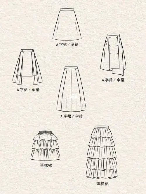 服装设计最常用的12种半身裙类型