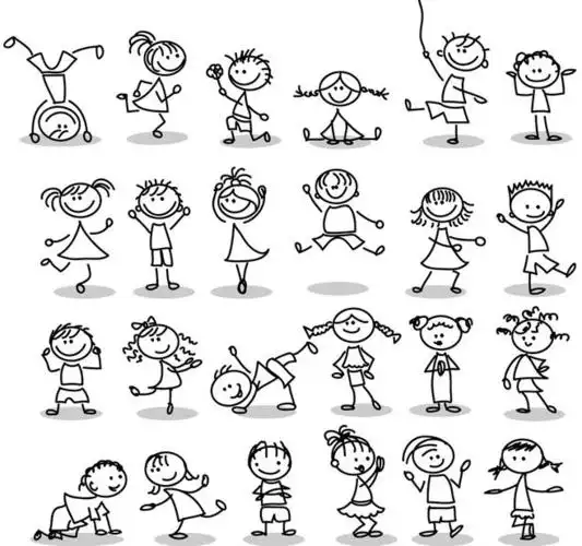 黑白线条儿童设计矢量素材(编号:20120716082713)-儿童幼儿-矢量人物