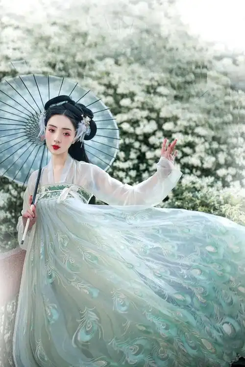 汉服女齐胸襦裙日常汉服襦裙春中国风古装仙女裙飘逸清新南客行雀_双