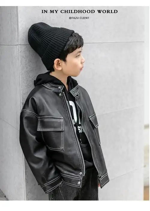 迪士尼同款春秋儿童皮衣外套2022秋冬季新款男童机车皮夹克洋气中大童