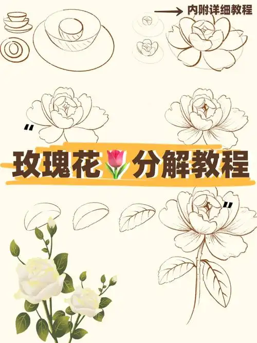 钢笔如何画玫瑰花线稿分解教程