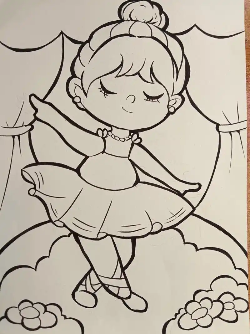 临摹画 主题《跳舞的小女孩》《我的理想》