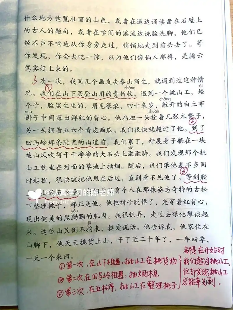 课文笔记|四下第25课《挑山工》 更新啦～ #小学语文# #四年级语文