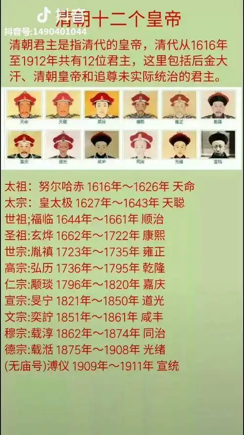 清朝十二个皇帝中国历史