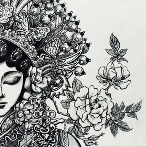 人物线描画黑白装饰画 人物线描画黑白装饰画简单