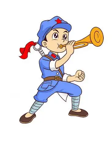 卡通吹小号的红军