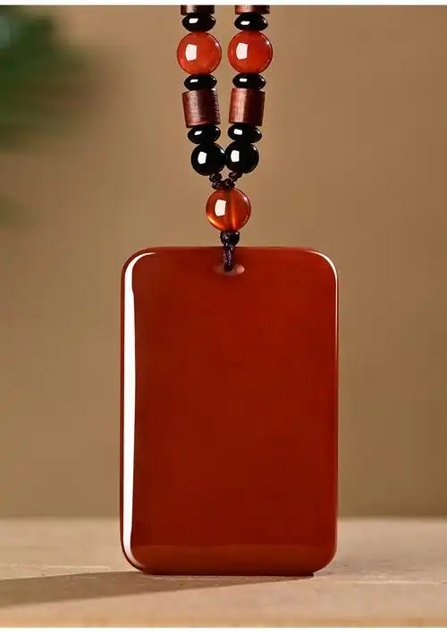 玉悦东海 和田玉红沁平安无事牌吊坠牌子红玉挂件男士项链玉佩无字牌