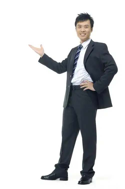 淘图网 图片素材 人物图片 商务人士 叉腰伸出手掌的商务男性高清图片