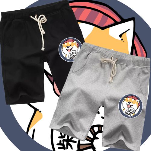 柴帽双全柴犬中裤运动休闲裤男夏季沙滩裤潮潮男网红裤子定制短裤