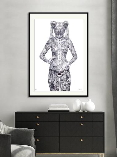 原版大友升平亲签版画潮流挂装饰画版画平成圣母