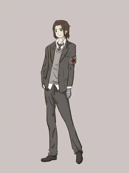 画画课老师让画的校服,安上了吧唧的脑袋