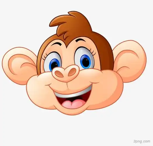 可爱猴子头像卡通插画png素材透明免抠图片-动植人物