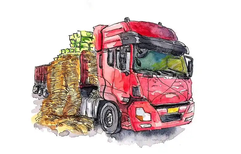 大卡车钢笔淡彩