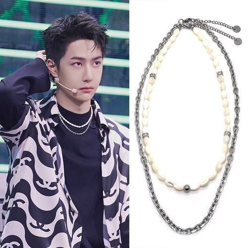 王一博这就是街舞4同款贝壳珠钛钢项链男女情侣个性嘻哈时尚百搭