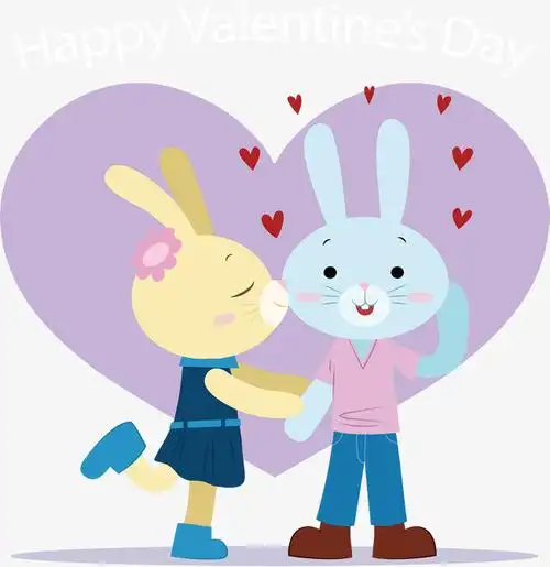 浪漫情侣小兔子亲吻