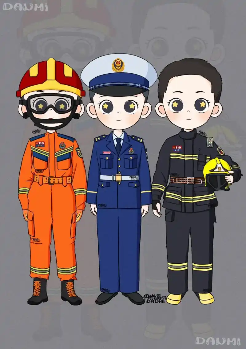 q版消防员|q版蓝朋友.他们不是生来勇敢,而是选择无畏.   - 抖音