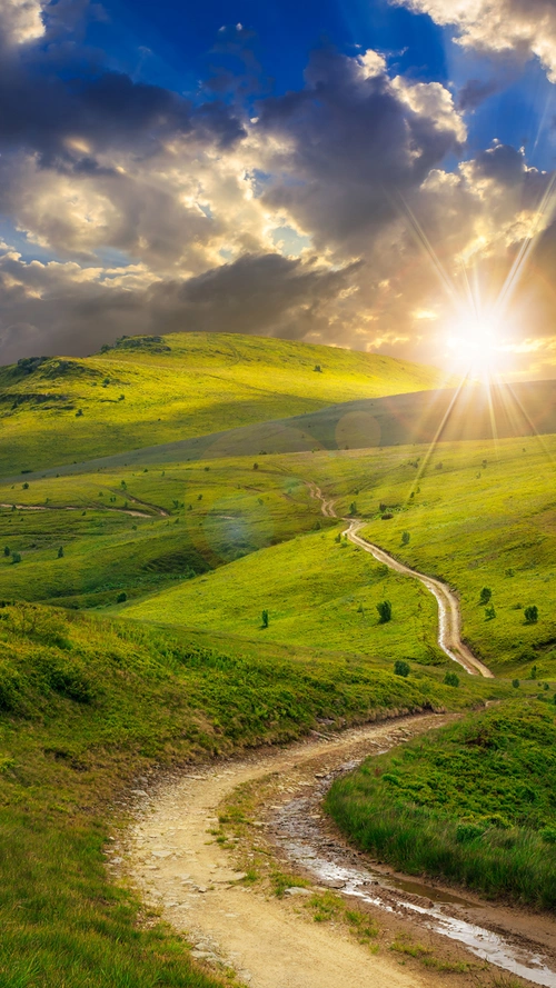田园丘陵风景背景