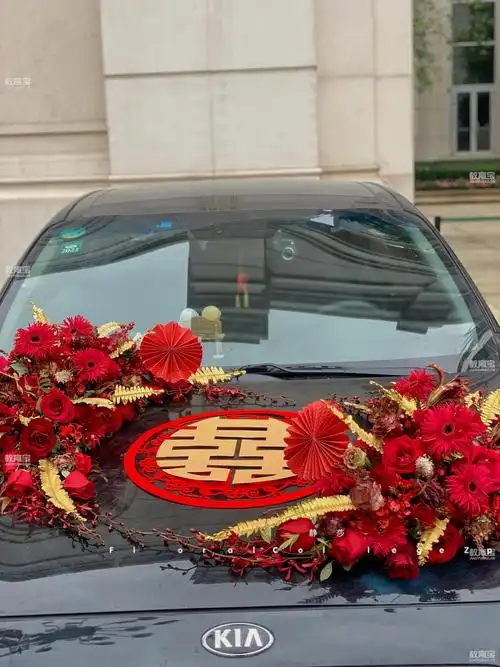 中国风大喜婚车花艺气球培训学院作品