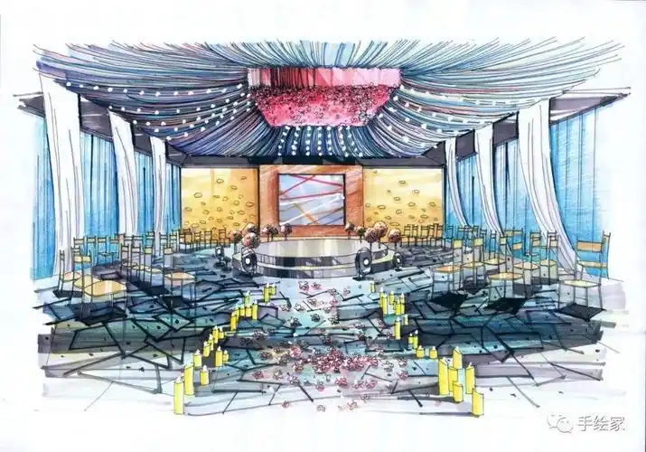 超赞让人惊艳到陶醉的婚礼场景手绘设计让爱情热烈的绽放吧