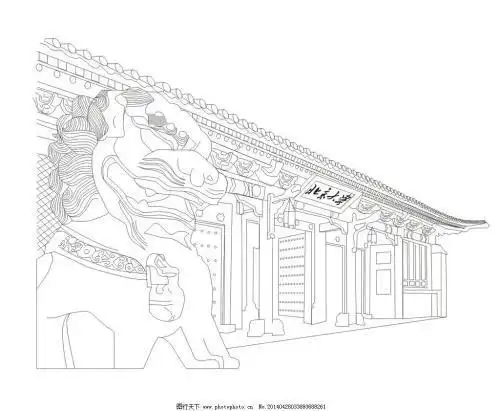 北京大学门口简笔画