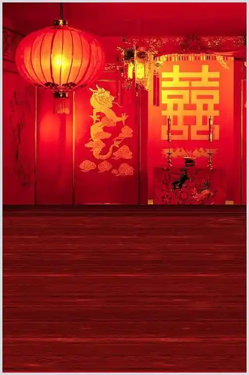 红色喜庆婚纱背景大图