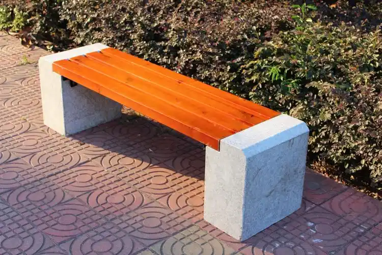 7公园椅大理石座椅户外园林石凳子防腐实木石头长椅子广场石头板