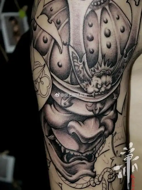 大臂鬼武士_纹身图案手稿图片_肖雨亭的纹身作品集